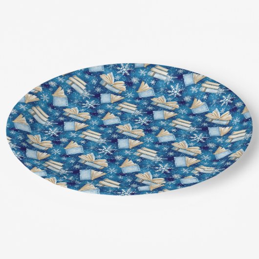 Assiettes En Carton Livres de Noël (Angle)