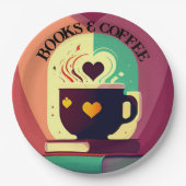 Assiettes En Carton Livres Et Café (Devant)
