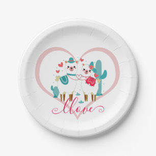 Assiettes En Carton Llama Amour 