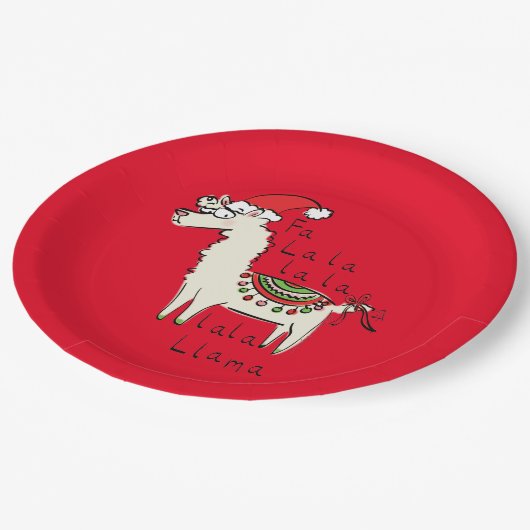 Assiettes En Carton Llama Cute Drôle Noël Vacances (Angle)