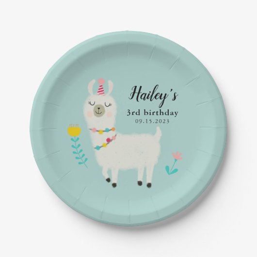Assiettes En Carton Llama fête d'anniversaire (Devant)