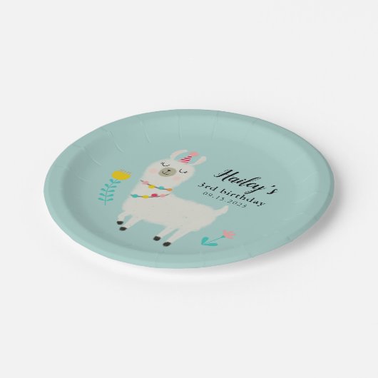 Assiettes En Carton Llama fête d'anniversaire (Angle)