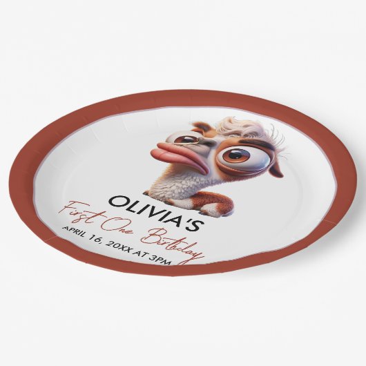 Assiettes En Carton Llama Fiesta Funny Caricature 1er anniversaire (Angle)