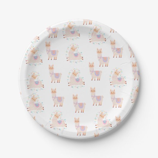 Assiettes En Carton Llama, Filles Alpaca Anniversaire (Devant)