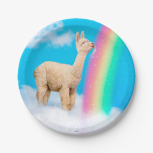 Assiettes En Carton Llama Licking Rainbow