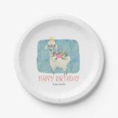 Assiettes En Carton Llama Love Aquarelle mignonne Amusant Anniversaire (Devant)