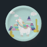 Assiettes En Carton Llama mignonne et colorée Plaques de papier person<br><div class="desc">Plaques en papier brillantes et colorées illustrant des lamas mignons,  des pyramides colorées et des succulents. Parfait pour les fêtes d'anniversaire et autres événements similaires.</div>