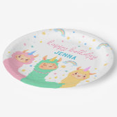 Assiettes En Carton Llama Rainbow et Stars Anniversaire (Angle)