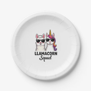 Assiettes En Carton Llamacorn Squad Drôle de Licorne Llama Squad Noël
