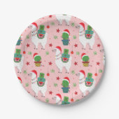 Assiettes En Carton Llamas et cactus Motif de Noël (Devant)