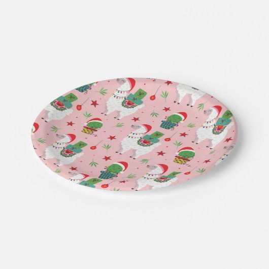 Assiettes En Carton Llamas et cactus Motif de Noël (Angle)
