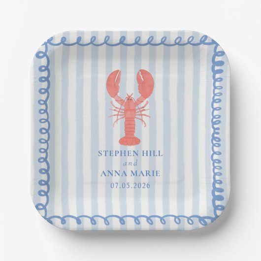 Assiettes En Carton Lobster Nautical Wedding Paper Plates (Recto)