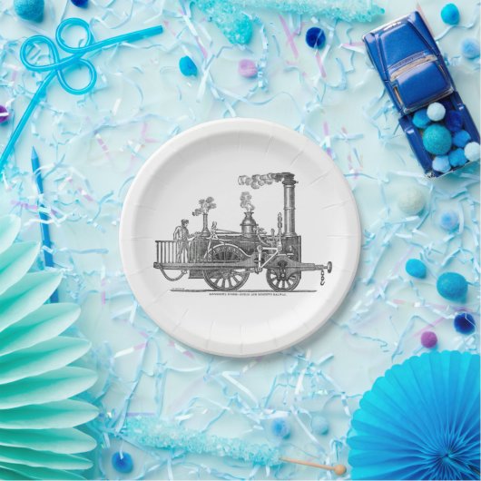 Assiettes En Carton Locomotive à vapeur précoce (Fête)