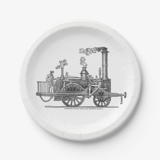 Assiettes En Carton Locomotive à vapeur précoce (Devant)