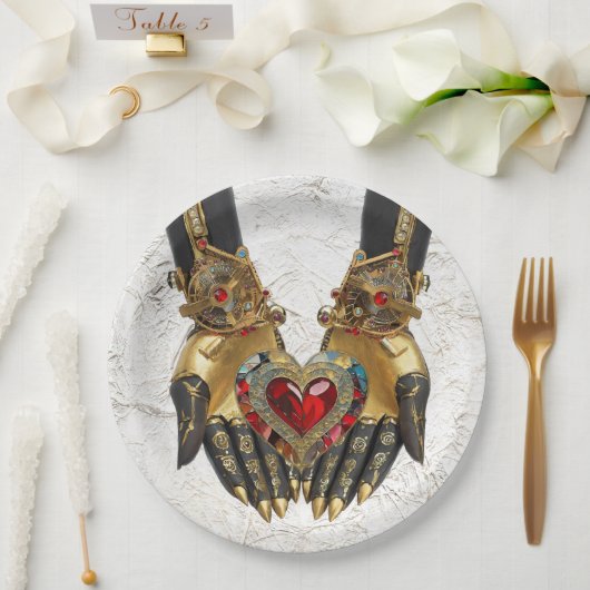 Assiettes En Carton L'offre - Coeur dans les mains (Mariage)
