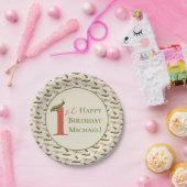 Assiettes En Carton Log Bug Insect Nom personnalisé 1er anniversaire (Fête)