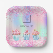 Assiettes En Carton Logo de cupcakes rose vif (Recto)