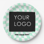 Assiettes En Carton Logo de l'entreprise moderne À damiers Mint person (Devant)
