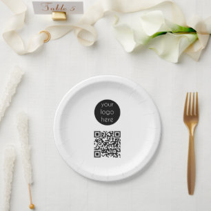 Assiettes En Carton Logo d'entreprise Code QR promotionnel de la socié