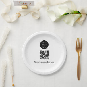 Assiettes En Carton Logo d'entreprise Code QR promotionnel Texte