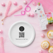 Assiettes En Carton Logo d'entreprise Code QR promotionnel Texte (Fête)