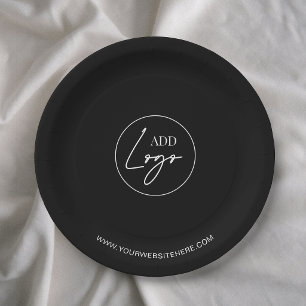 Assiettes En Carton Logo d'entreprise minimaliste noir marqué