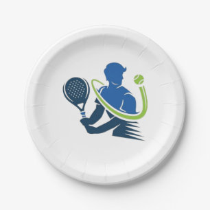 Assiettes En Carton Logo du club de tennis - Action dynamique, Style s