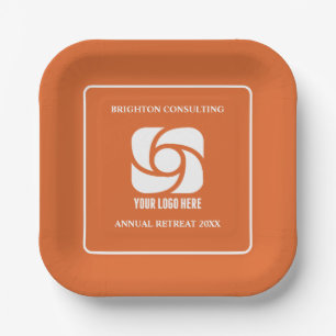 Assiettes En Carton Logo Orange Entreprise Fête de l'Entreprise sur Me