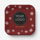 Assiettes En Carton Logo Personnalisé Entreprise Feu de neige de Noël (Recto)