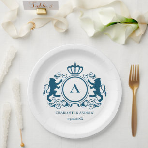 Assiettes En Carton Logo personnalisé Monogramme Armoiries Lions