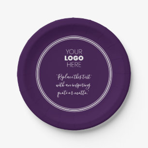 Assiettes En Carton Logo personnalisé Plaque de papier blanc violet m