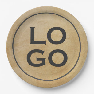 Assiettes En Carton Logo personnalisé sur Parchemin rustique