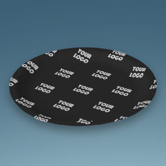 Assiettes En Carton Logo simple à répéter | Noir