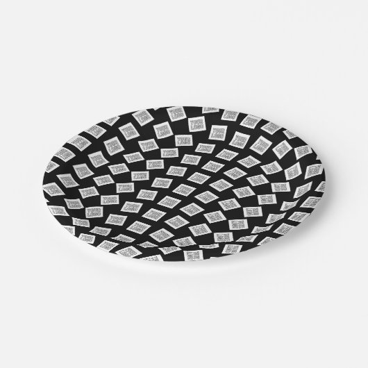 Assiettes En Carton Logo unique ou Motif d'image | Noir (modifiable) (Angle)