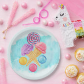Assiettes En Carton Lollipop crème glacée et bonbon (Fête)