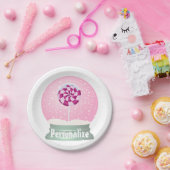 Assiettes En Carton Lollipop enneigée globe mignon fille rose hiver (Fête)