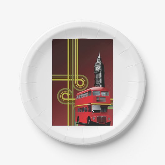 Assiettes En Carton London Double Decker Bus Paper Plates (Devant)