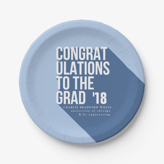 ASSIETTES EN CARTON LONGUE OMBRE FÉLICITES À LA GRADE (Devant)