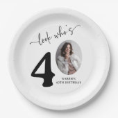 Assiettes En Carton Look Who's 40! Modern Photo 40th Birthday (Devant)