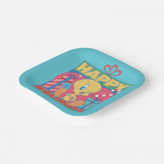 Assiettes En Carton LOONEY TUNES™ | TWEETY™ Joyeuses fêtes (Angulaire)