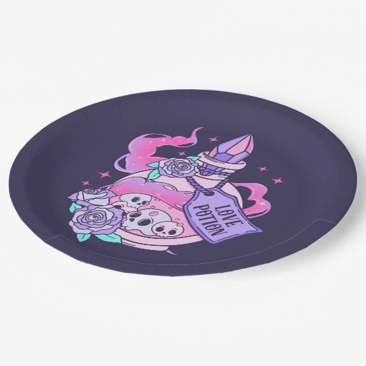 Assiettes En Carton Lotion Potion mignonne Pink Halloween Potion Boute (Angle)