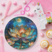 Assiettes En Carton Lotus de verre tendu fleurit au clair de lune (Fête)