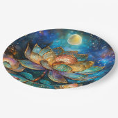 Assiettes En Carton Lotus de verre tendu fleurit au clair de lune (Angle)