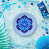 Assiettes En Carton Lotus Flower Mandala, Indigo et bleu clair (Fête)