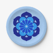 Assiettes En Carton Lotus Flower Mandala, Indigo et bleu clair (Devant)