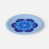 Assiettes En Carton Lotus Flower Mandala, Indigo et bleu clair (Angle)