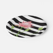 Assiettes En Carton Lotus rose moderne rayures florales (Angle)