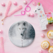 Assiettes En Carton Loup blanc géant (Fête)