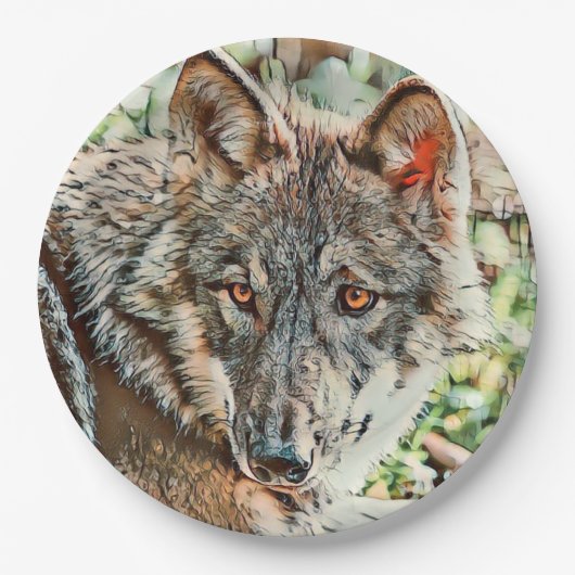 Assiettes En Carton loup cinglé (Devant)