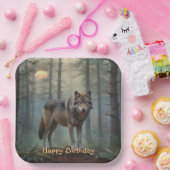 Assiettes En Carton Loup dans la forêt (Fête)